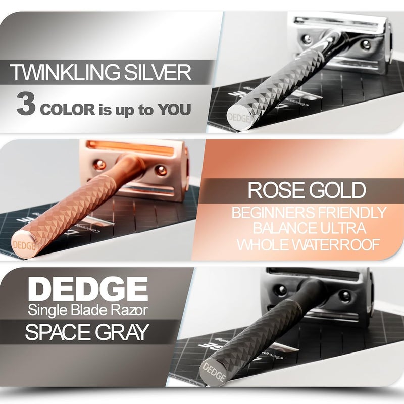 DEDGE Double Edge Eco Safety Razo Single Blade Razor for Women, Reusable Razor, with 5 Premium Razor Blades(Space Gray) - Image 4